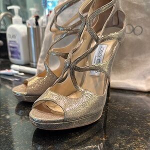 Jimmy Choo Gold Strappy Heels for Glamorous Events